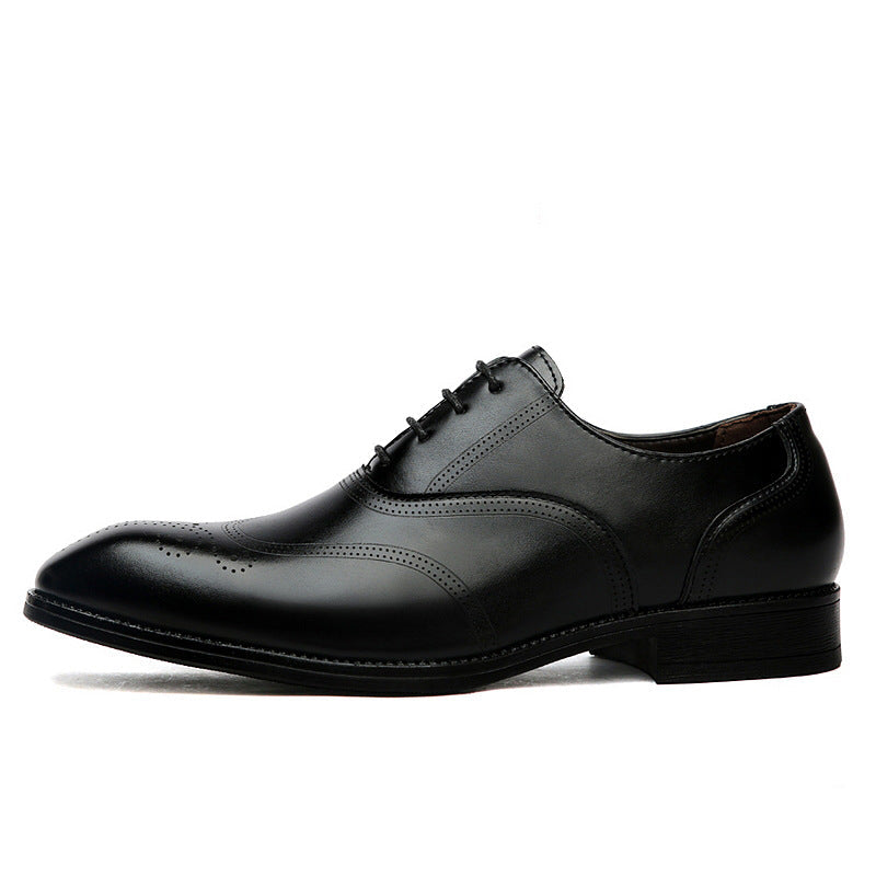 Men's Wingtip Brogues Leather Lace-Up Low Heel Derby Shoes