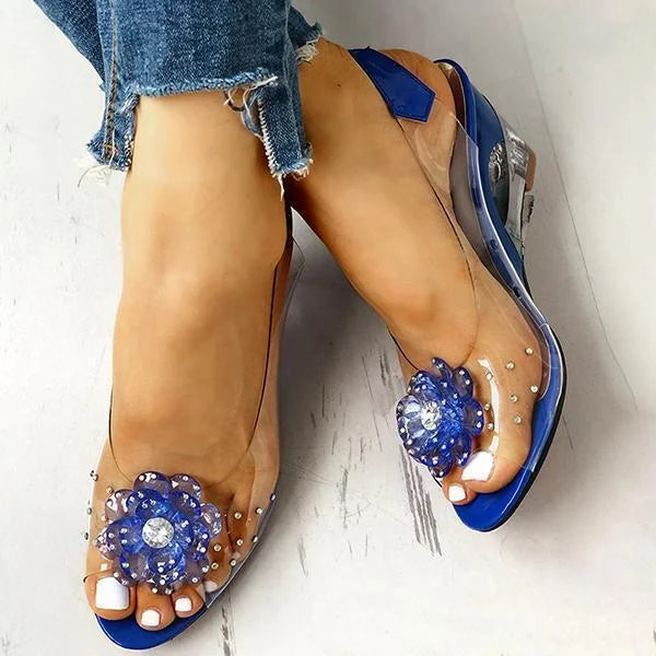 Elowen | Clear Wedge Sandals Slingback