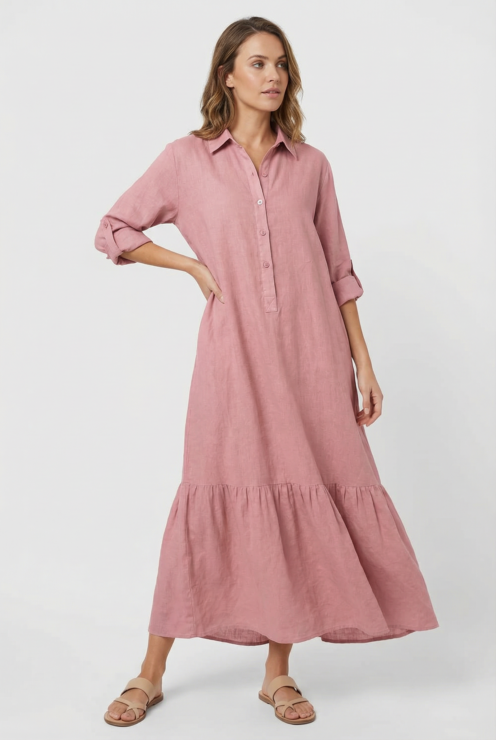 Clarissa | Effortless Tiered Shirt Maxi Dress