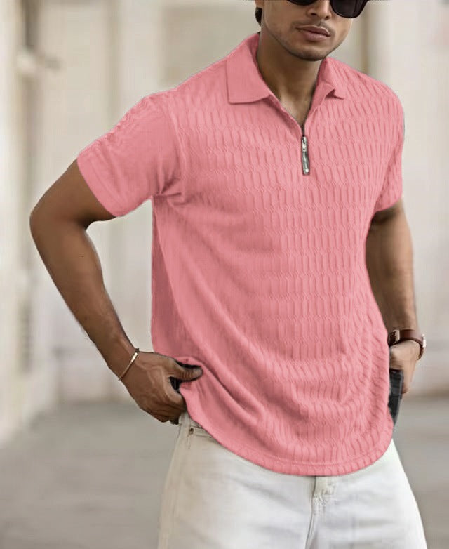 Maxim | Men's Classic Cable Knit Quarter Zip Polo