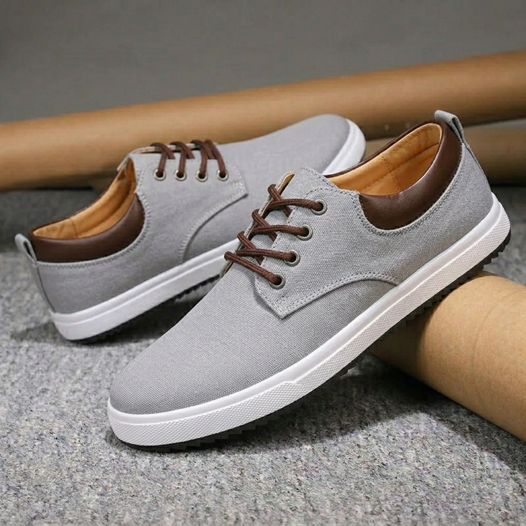 Men's Sneakers - Canvas - Lace-Up - Round Toe - Low-Top