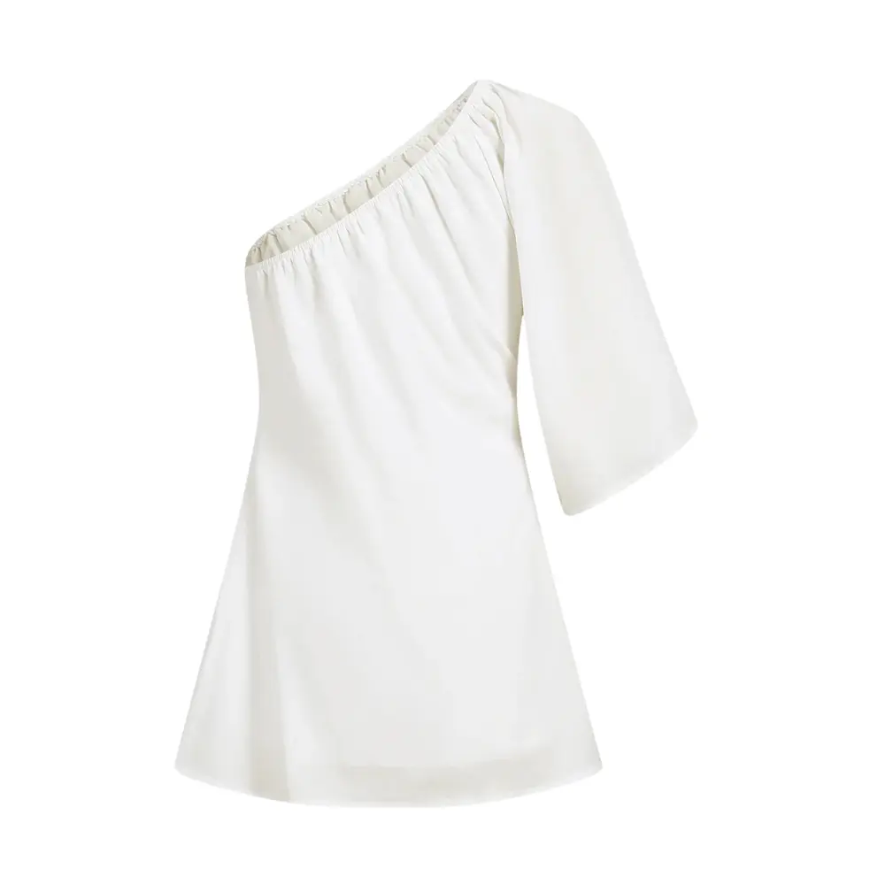 Olivia | Effortless One Shoulder Puff Sleeve Mini Dress