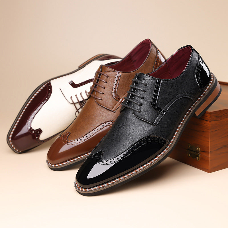 Harland | Men's Two-Tone Patent Leather Derby Brogues