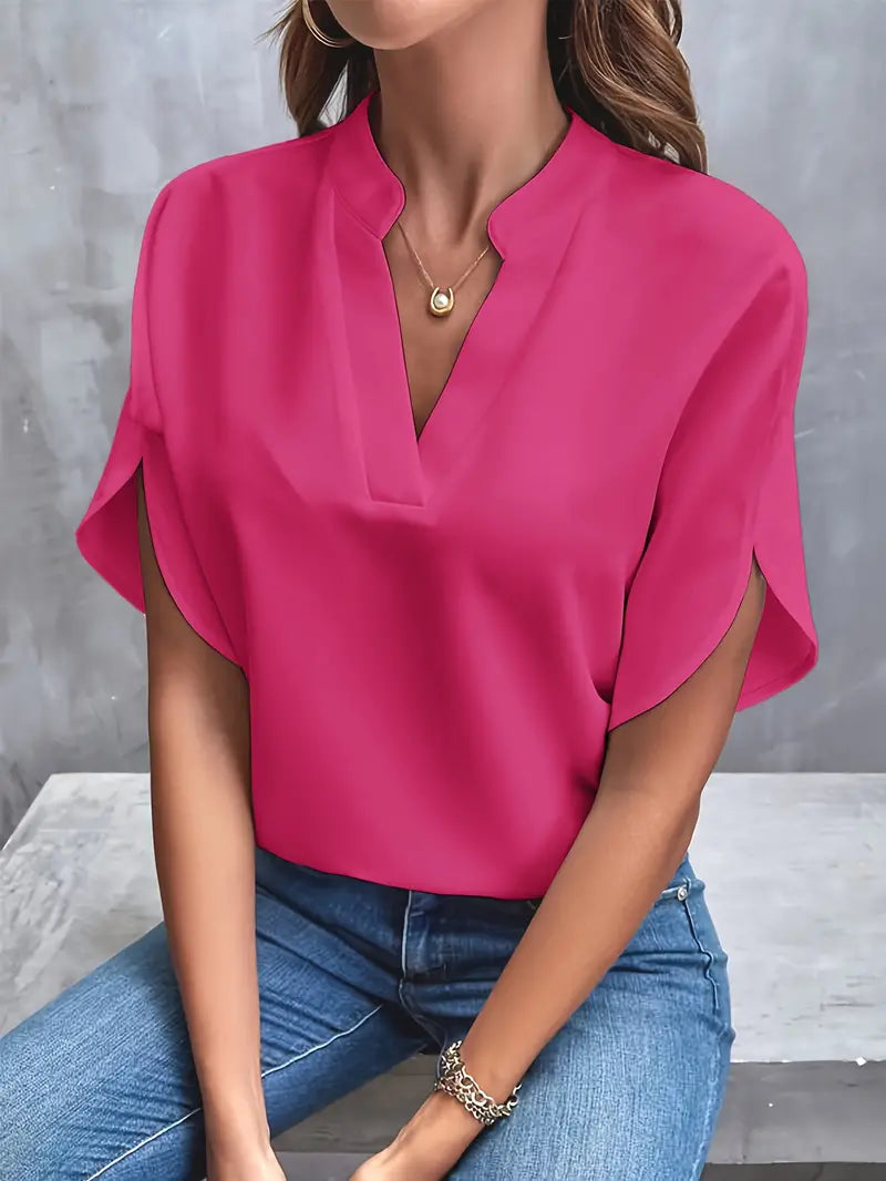 Ophelia | Elegant Draped Sleeve V-Neck Blouse