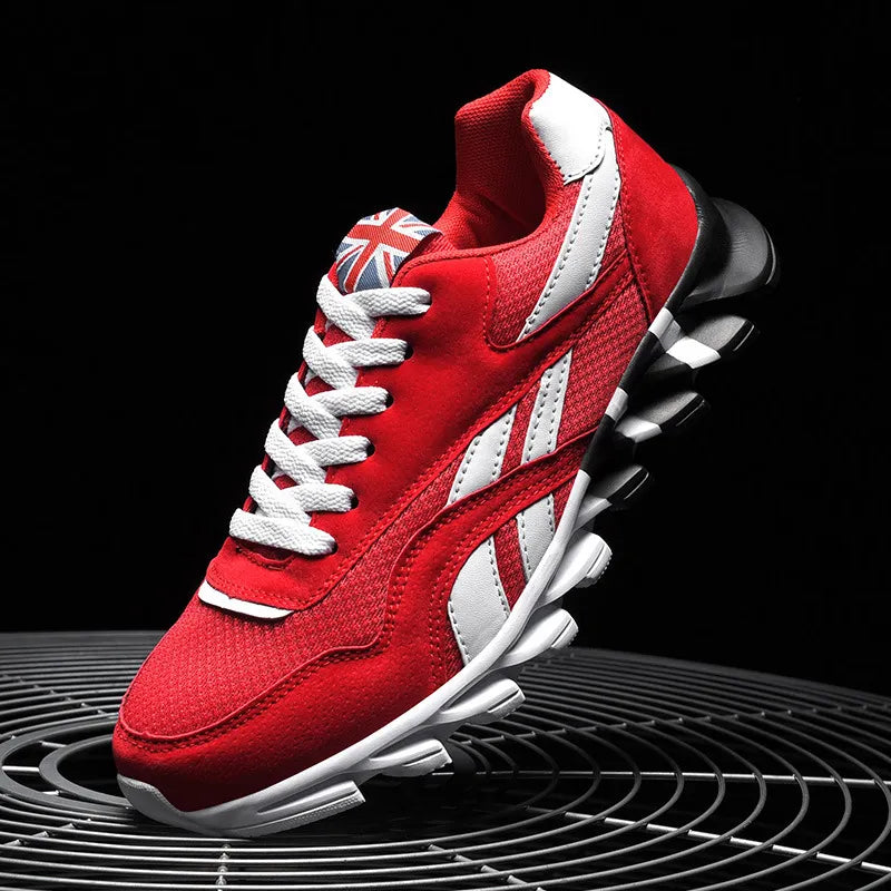 Men's Sneakers - Mesh Panel - Lace-Up - Rounded Toe - Athletic