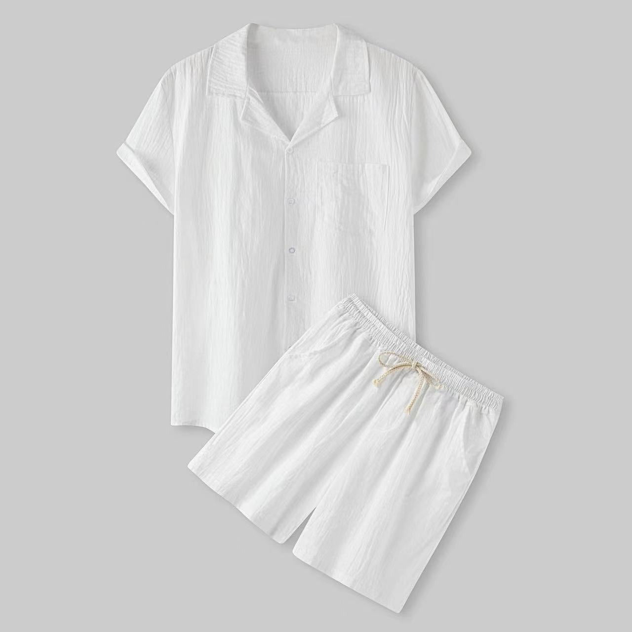 Cassiel | Men's Casual Linen Short Sleeve Shirt & Shorts Set