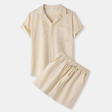 Cassiel | Men's Casual Linen Short Sleeve Shirt & Shorts Set