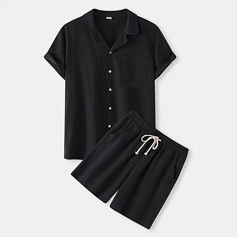 Cassiel | Men's Casual Linen Short Sleeve Shirt & Shorts Set