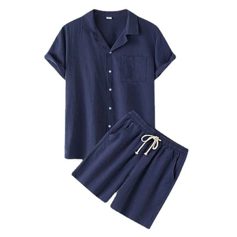 Cassiel | Men's Casual Linen Short Sleeve Shirt & Shorts Set