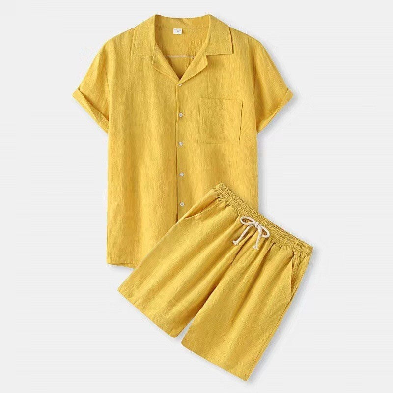 Cassiel | Men's Casual Linen Short Sleeve Shirt & Shorts Set