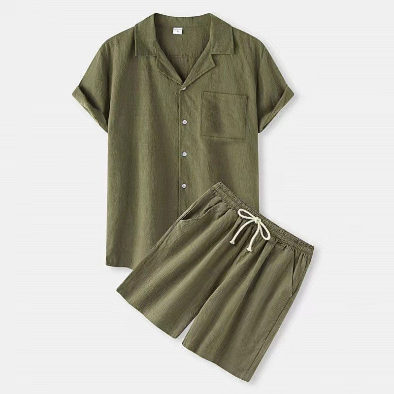 Cassiel | Men's Casual Linen Short Sleeve Shirt & Shorts Set