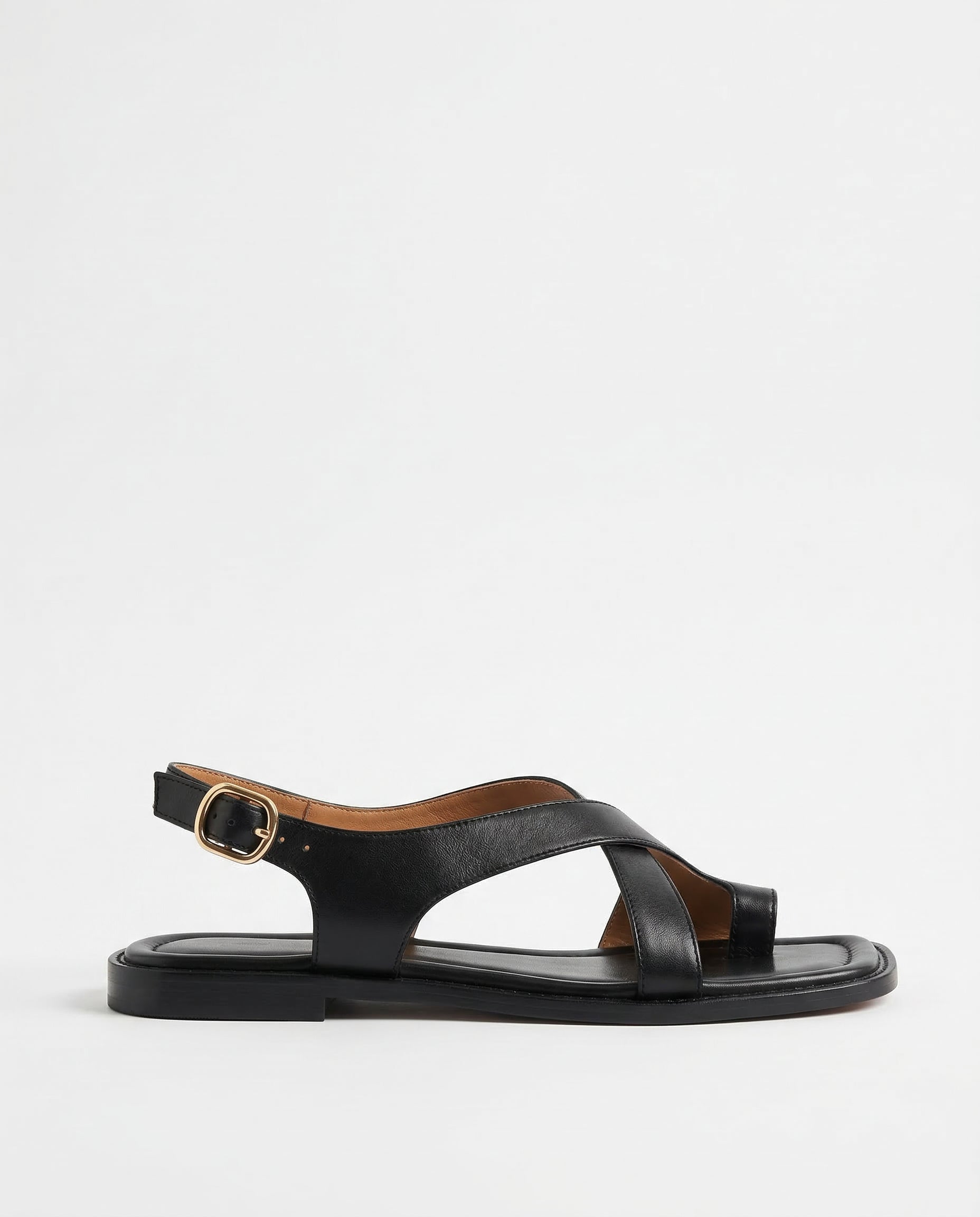 Cordelia | Elegant Leather Cross-Strap Buckle Comfortable Sandals