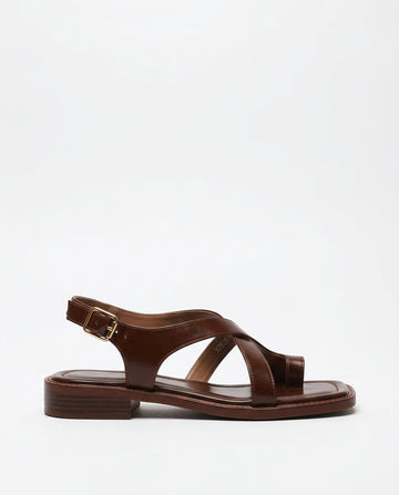Cordelia | Elegant Leather Cross-Strap Buckle Comfortable Sandals