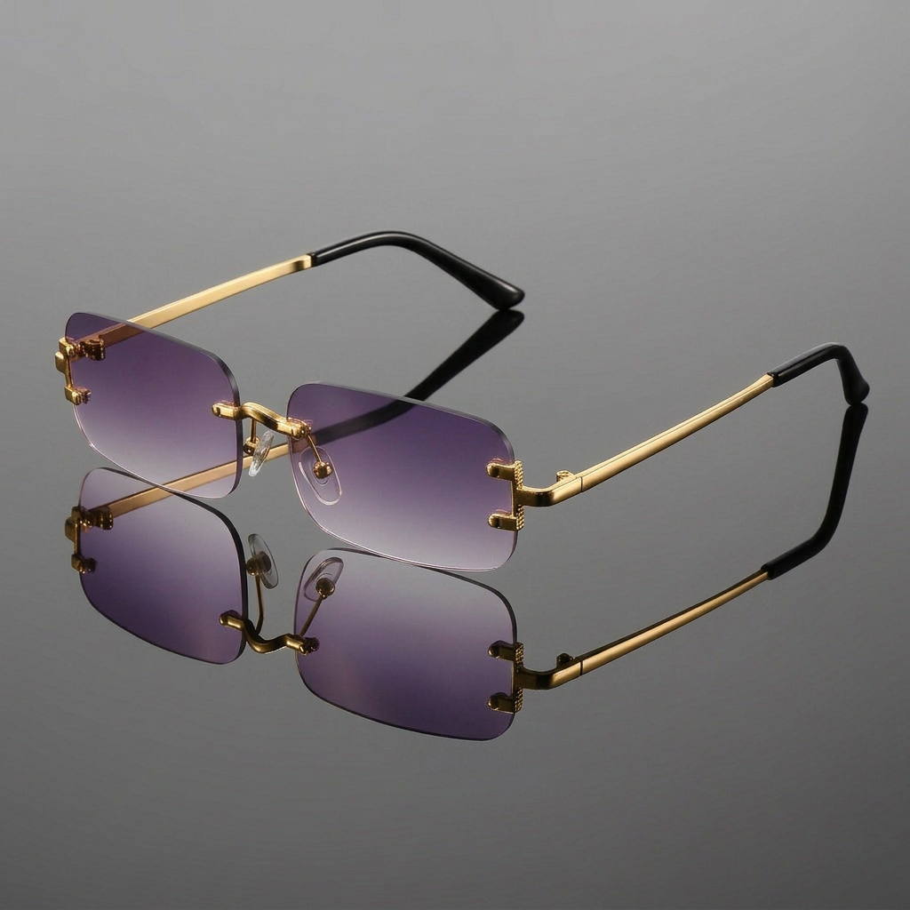Men's Classic Rectangular Sunglasses with Metal Frames and UV Protection