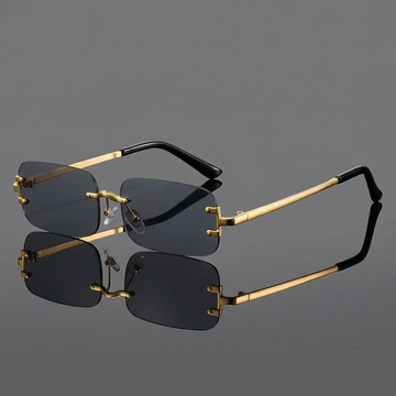 Men's Classic Rectangular Sunglasses with Metal Frames and UV Protection
