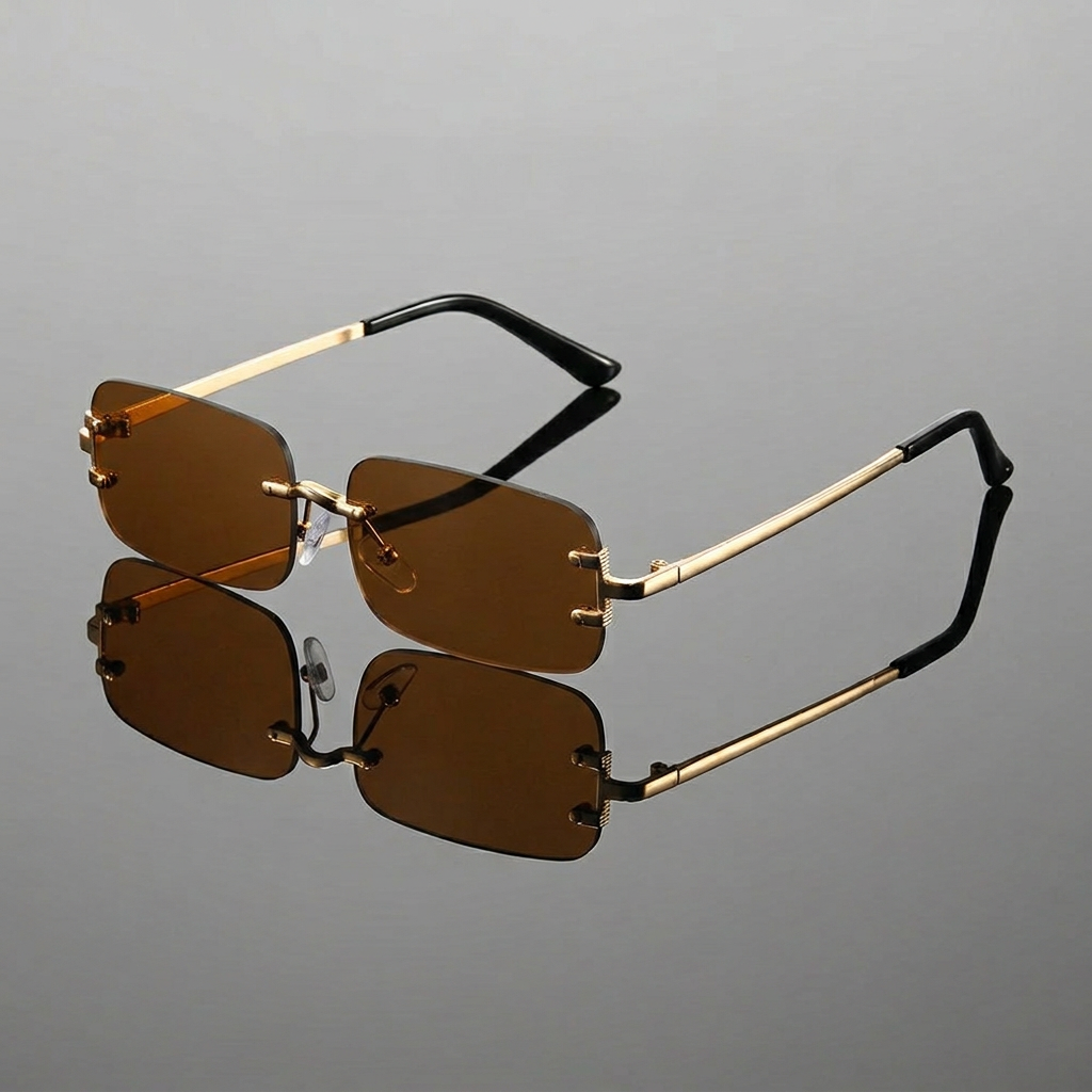 Men's Classic Rectangular Sunglasses with Metal Frames and UV Protection