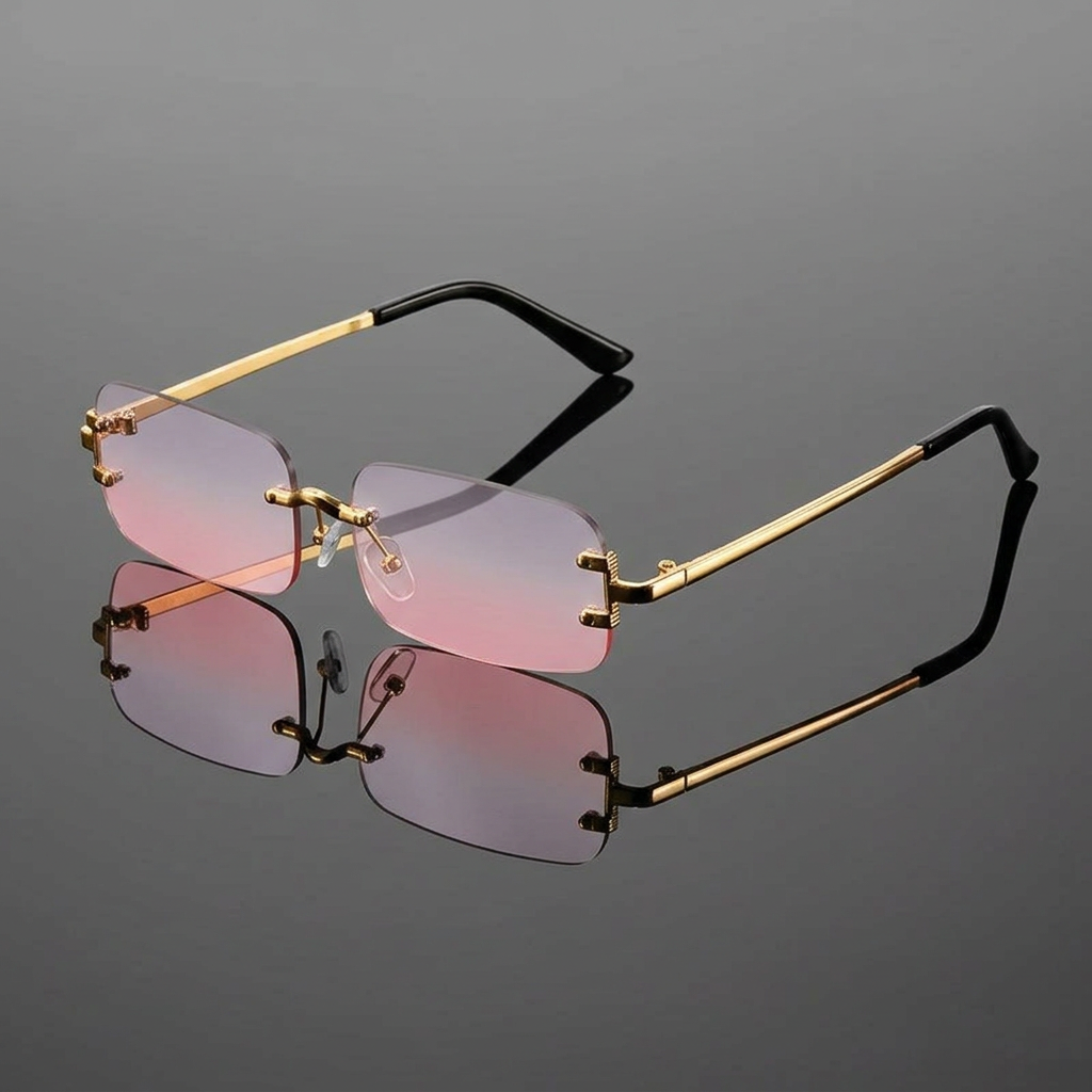 Men's Classic Rectangular Sunglasses with Metal Frames and UV Protection