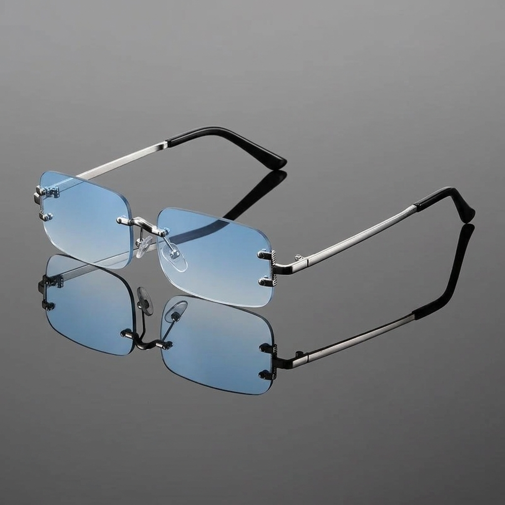 Men's Classic Rectangular Sunglasses with Metal Frames and UV Protection