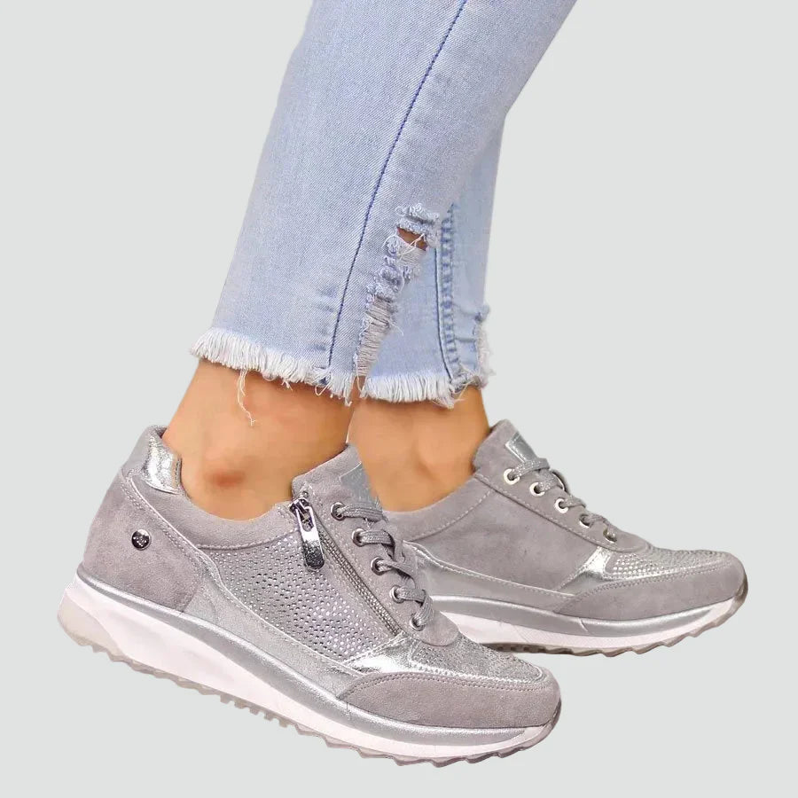 Celestiana | Orthopedic Rhinestone Zip Sneakers
