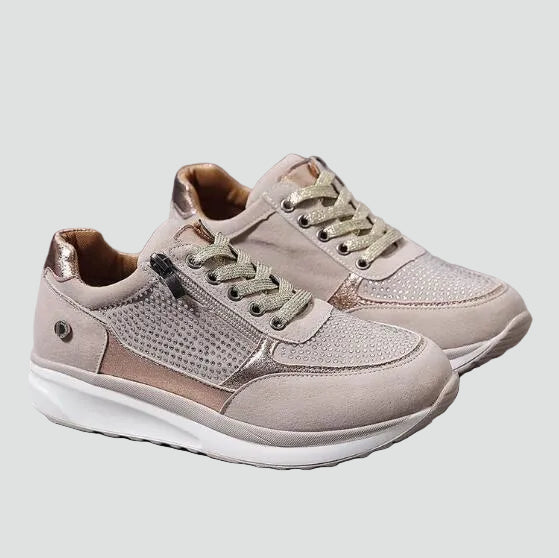 Celestiana | Orthopedic Rhinestone Zip Sneakers