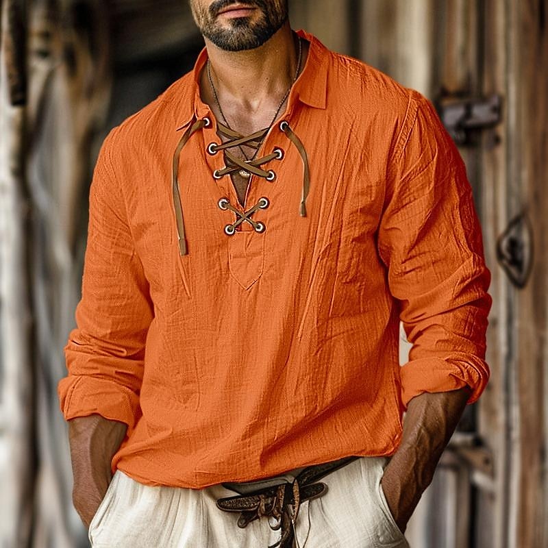 Thorne | Men's Classic Lace-Up Linen Shirt