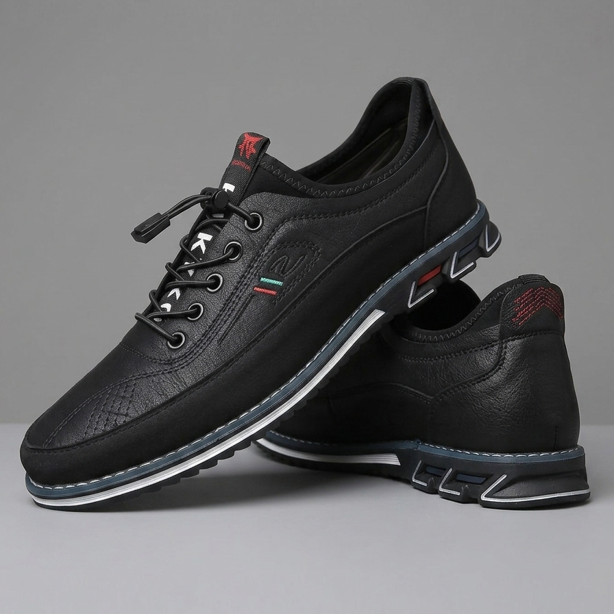 Men's Leather Toggle Lace Sneakers - Round Toe