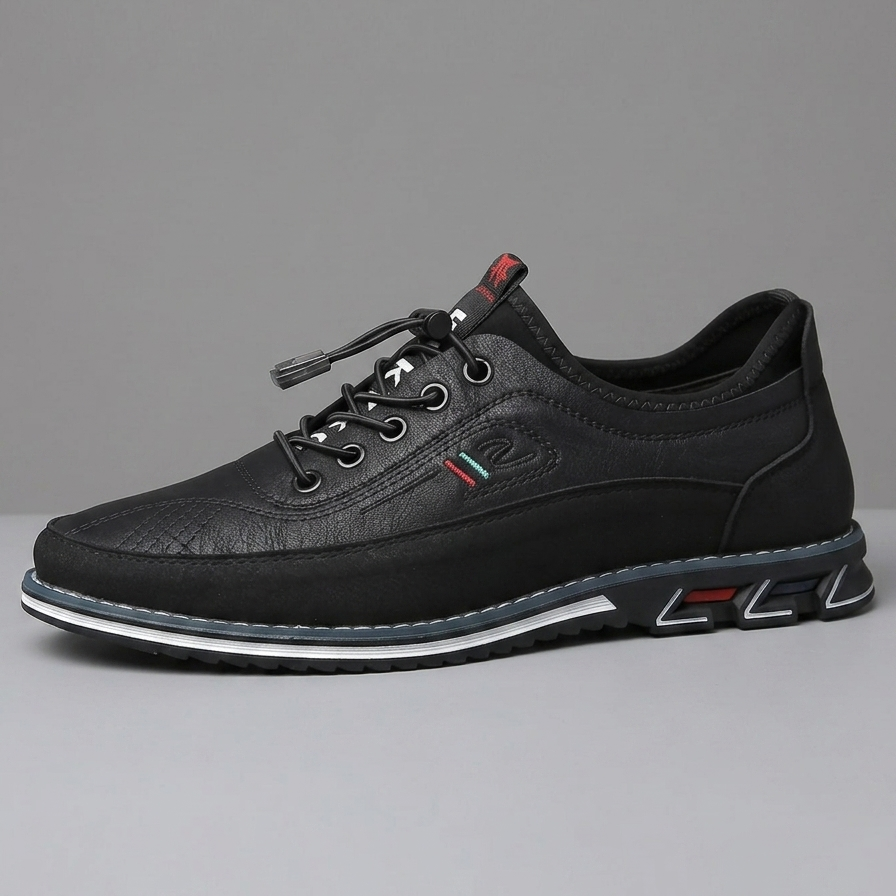 Men's Leather Toggle Lace Sneakers - Round Toe