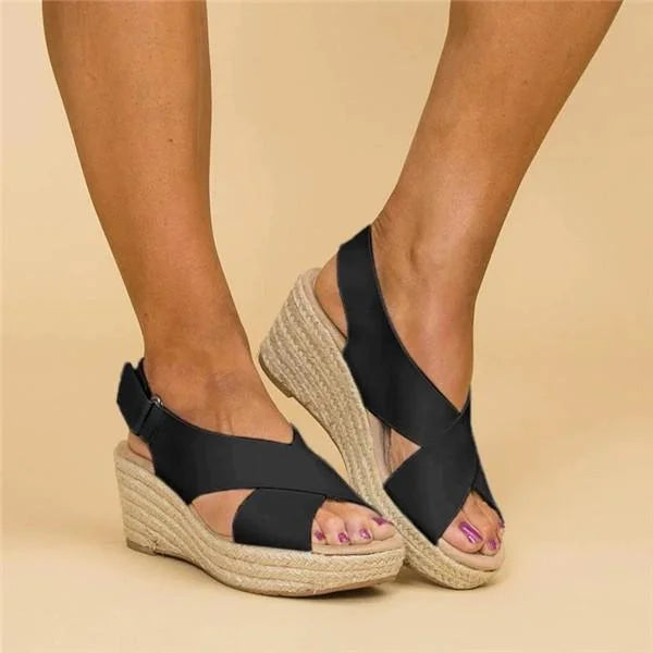 Cordelia | Orthopedic Cross-Over Espadrille Wedges