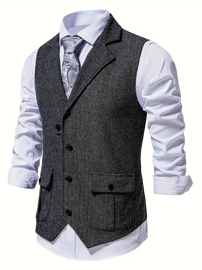 Dorian | Men's Classic Herringbone Tweed Waistcoat