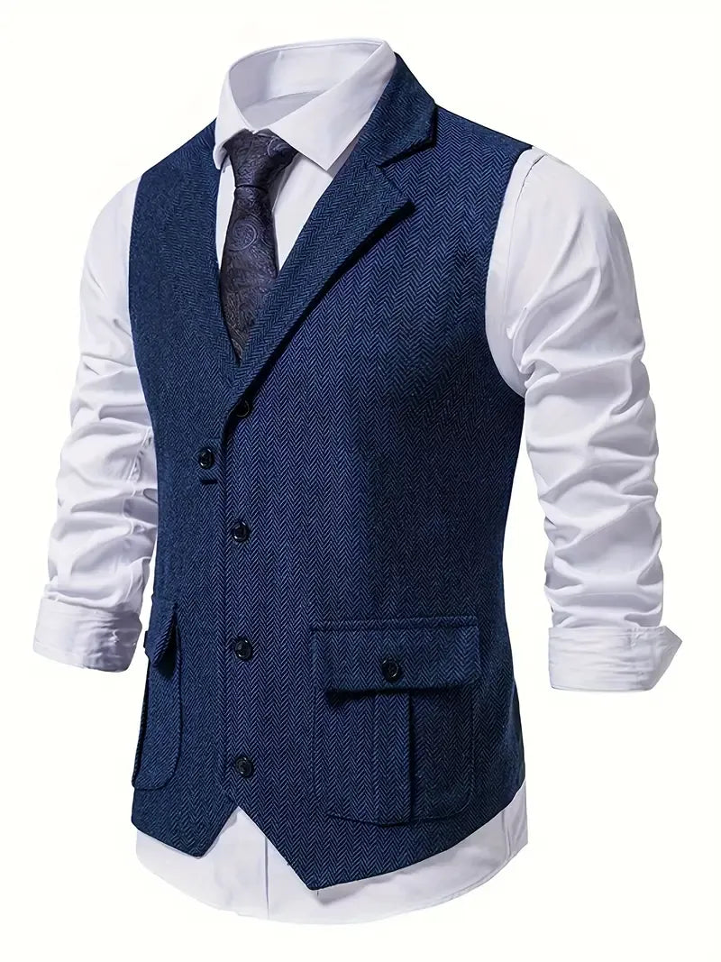 Dorian | Men's Classic Herringbone Tweed Waistcoat