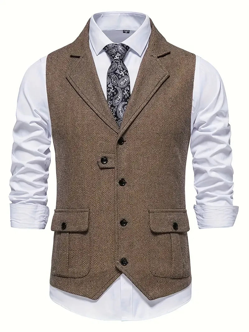 Dorian | Men's Classic Herringbone Tweed Waistcoat