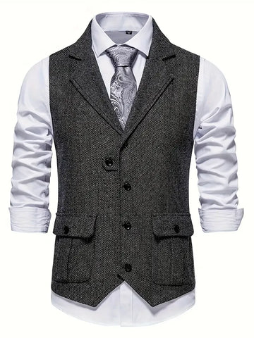 Dorian | Men's Classic Herringbone Tweed Waistcoat