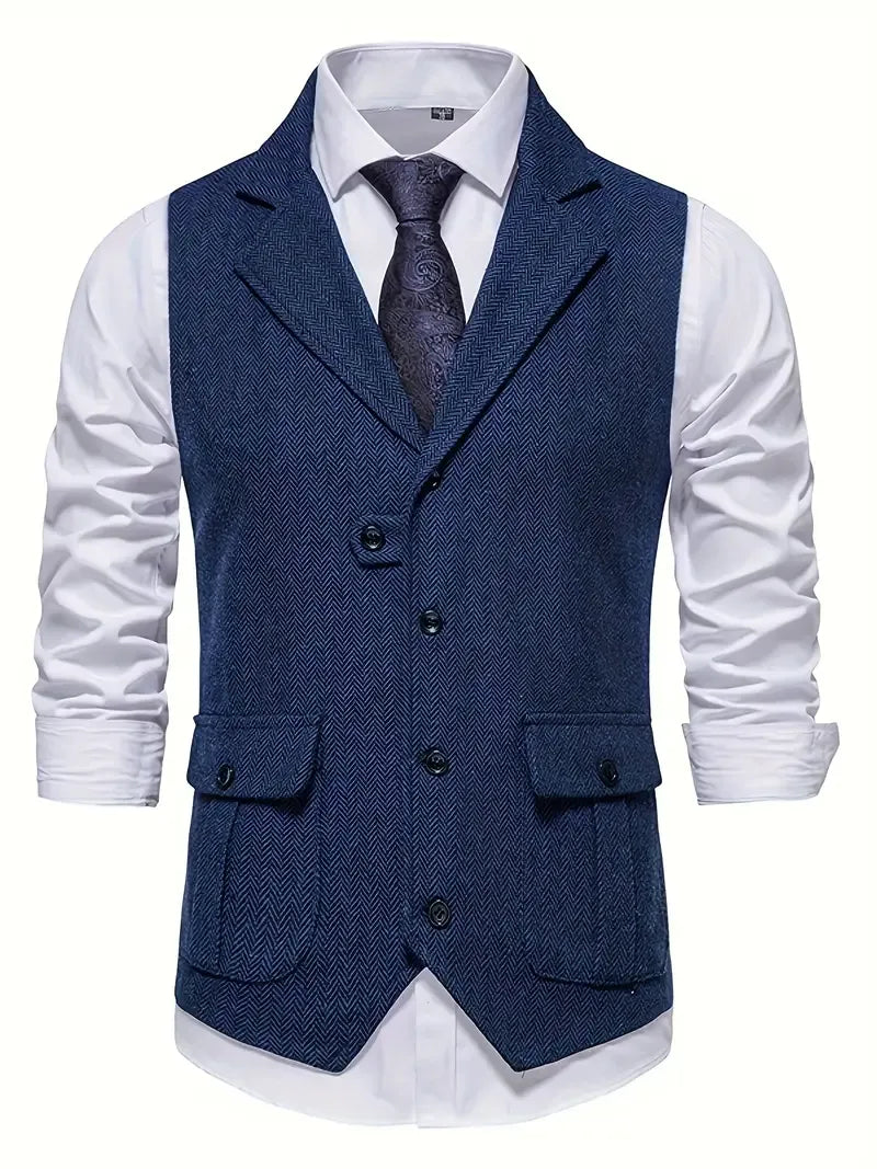 Dorian | Men's Classic Herringbone Tweed Waistcoat