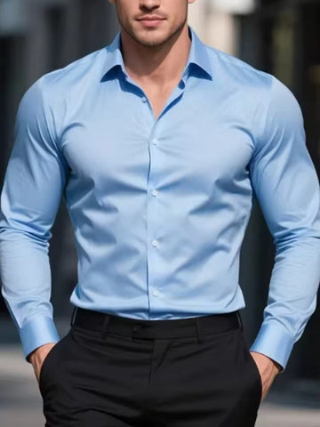 Thaddeus | Men's Essential Stretch Slim Fit Business Casual Button Down Shirt