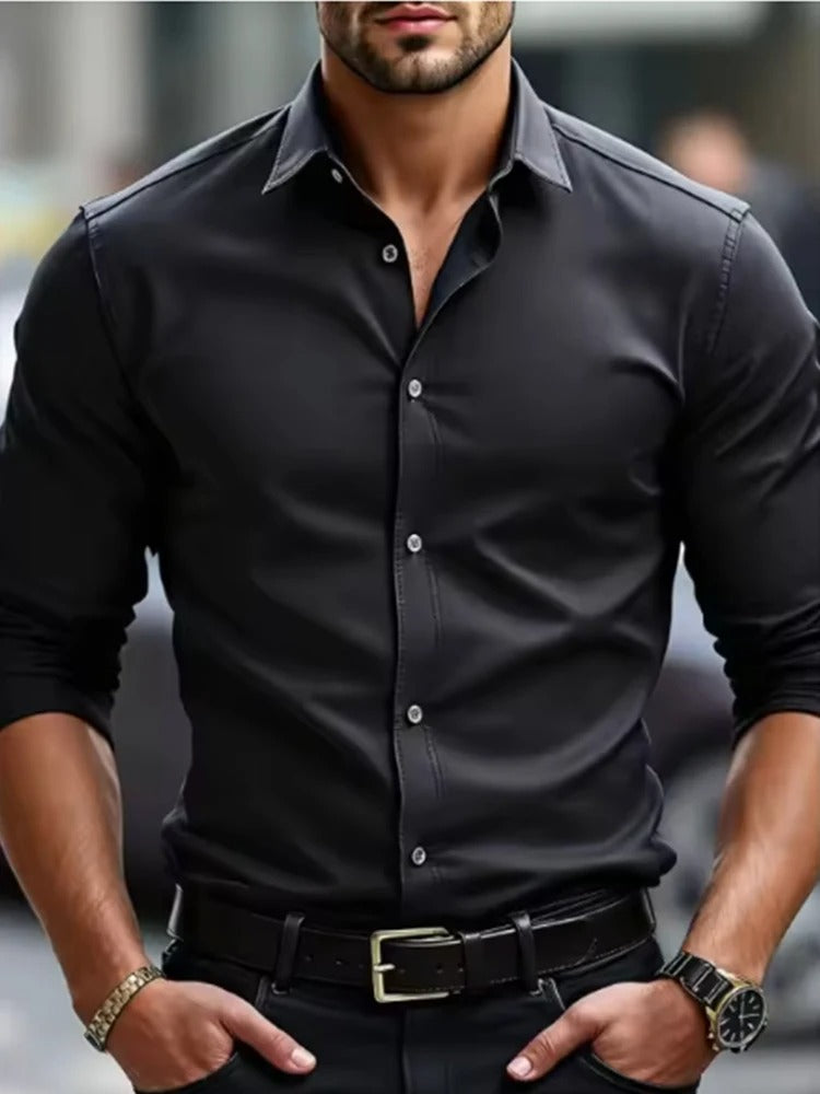 Thaddeus | Men's Essential Stretch Slim Fit Business Casual Button Down Shirt