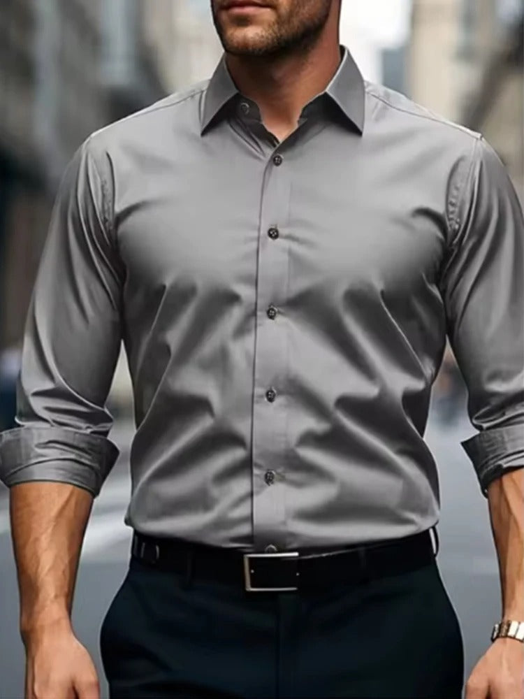 Thaddeus | Men's Essential Stretch Slim Fit Business Casual Button Down Shirt