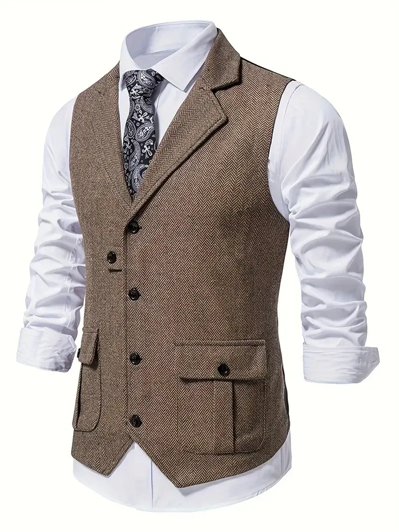 Dorian | Men's Classic Herringbone Tweed Waistcoat