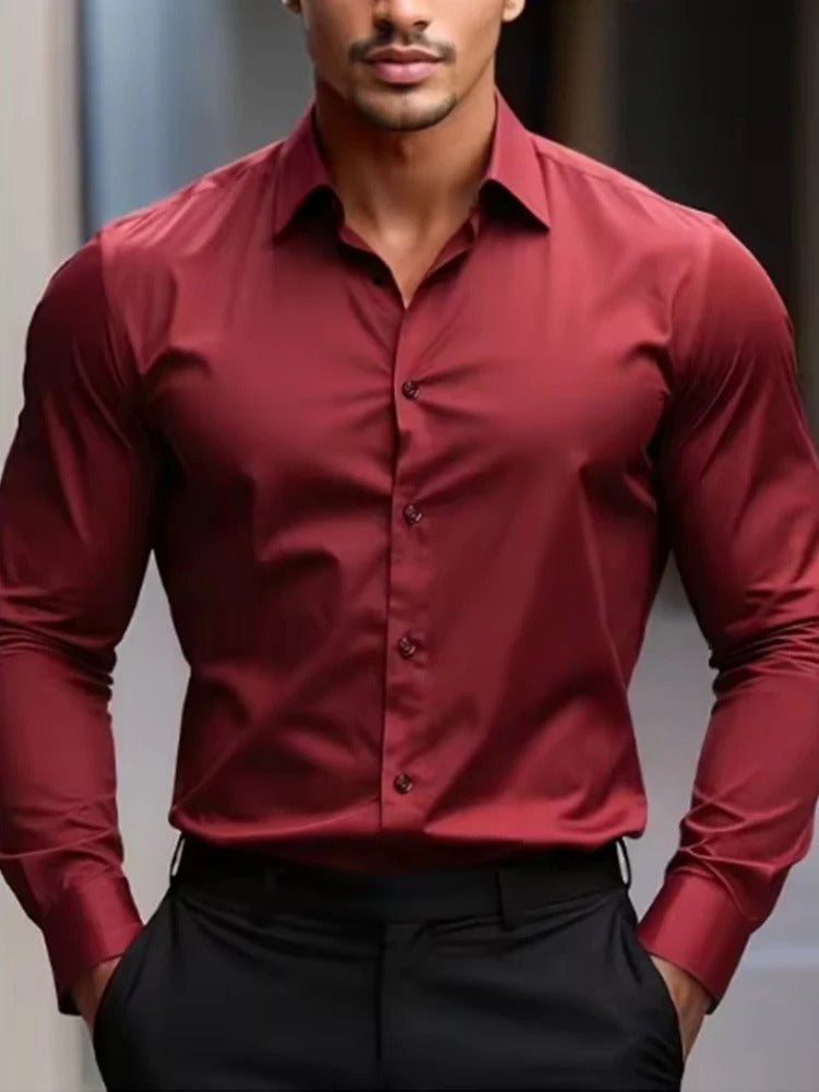 Thaddeus | Men's Essential Stretch Slim Fit Business Casual Button Down Shirt