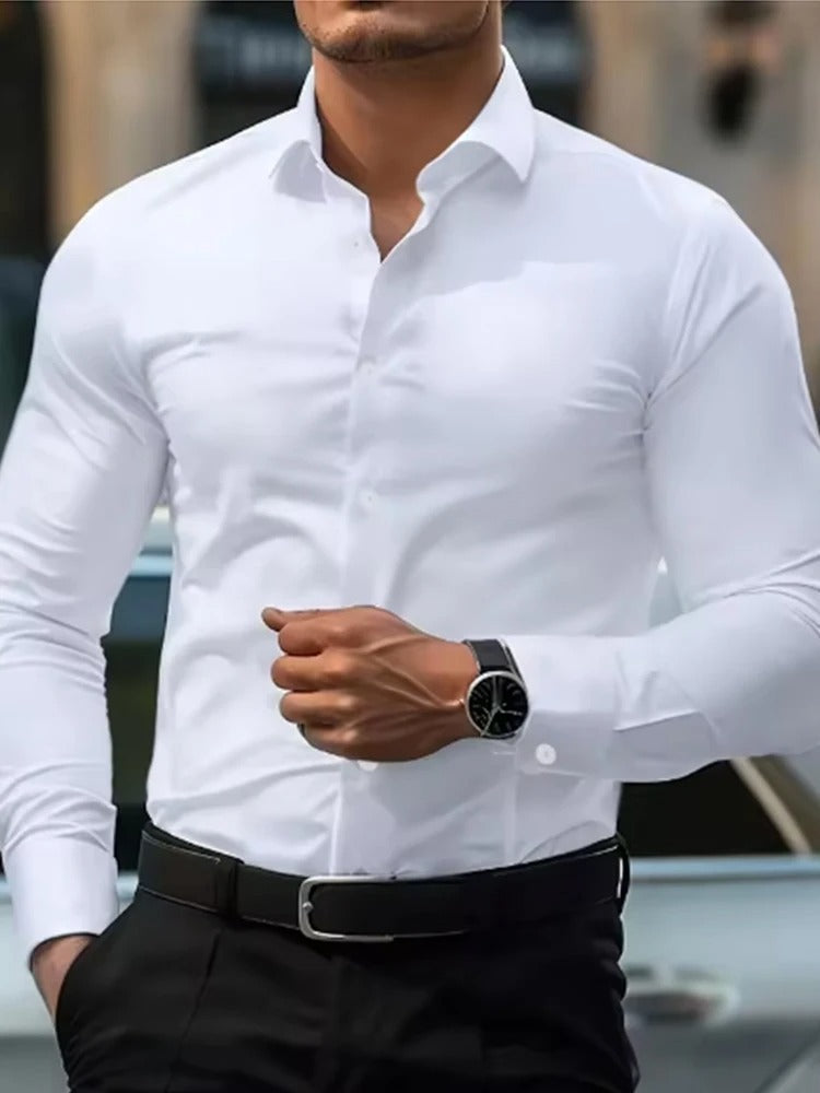 Thaddeus | Men's Essential Stretch Slim Fit Business Casual Button Down Shirt