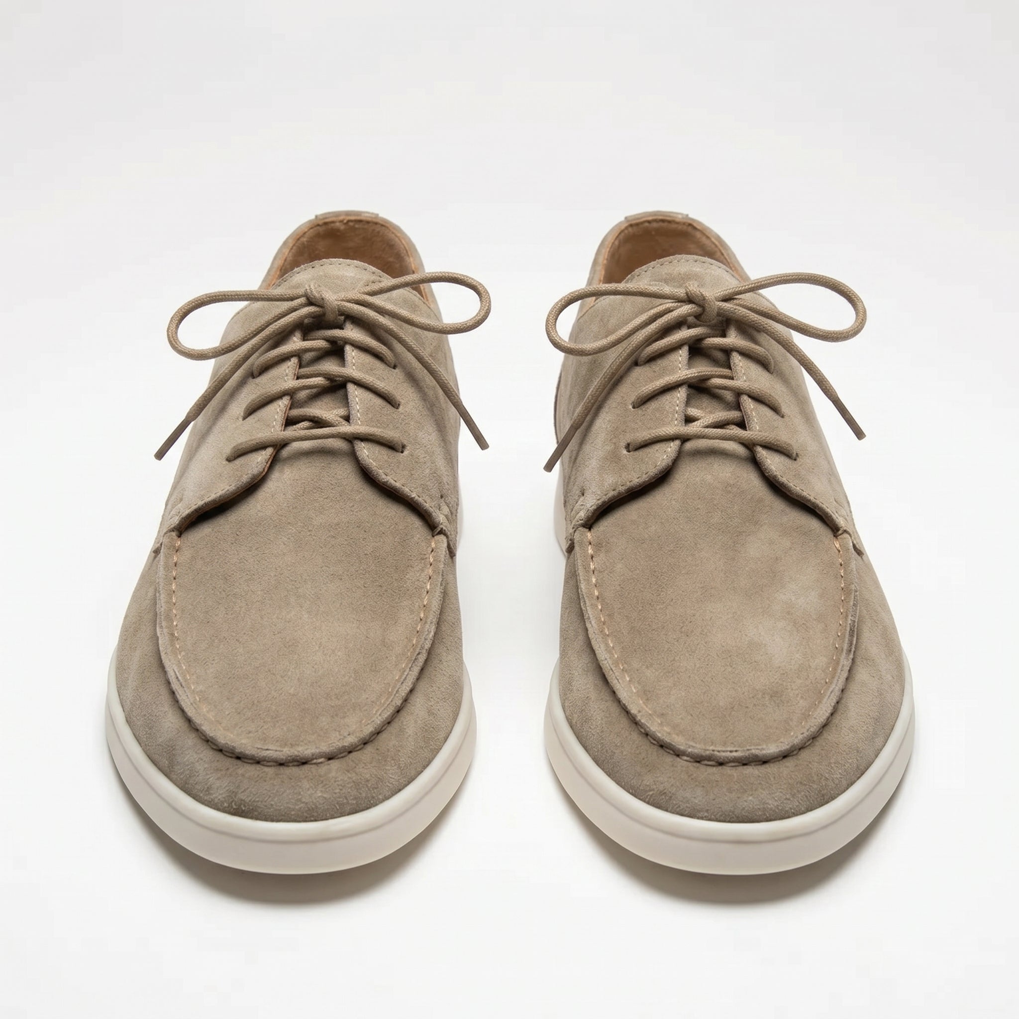 Men's Lace-Up Derby Shoes - Moc Toe - Suede - Contrast Sole