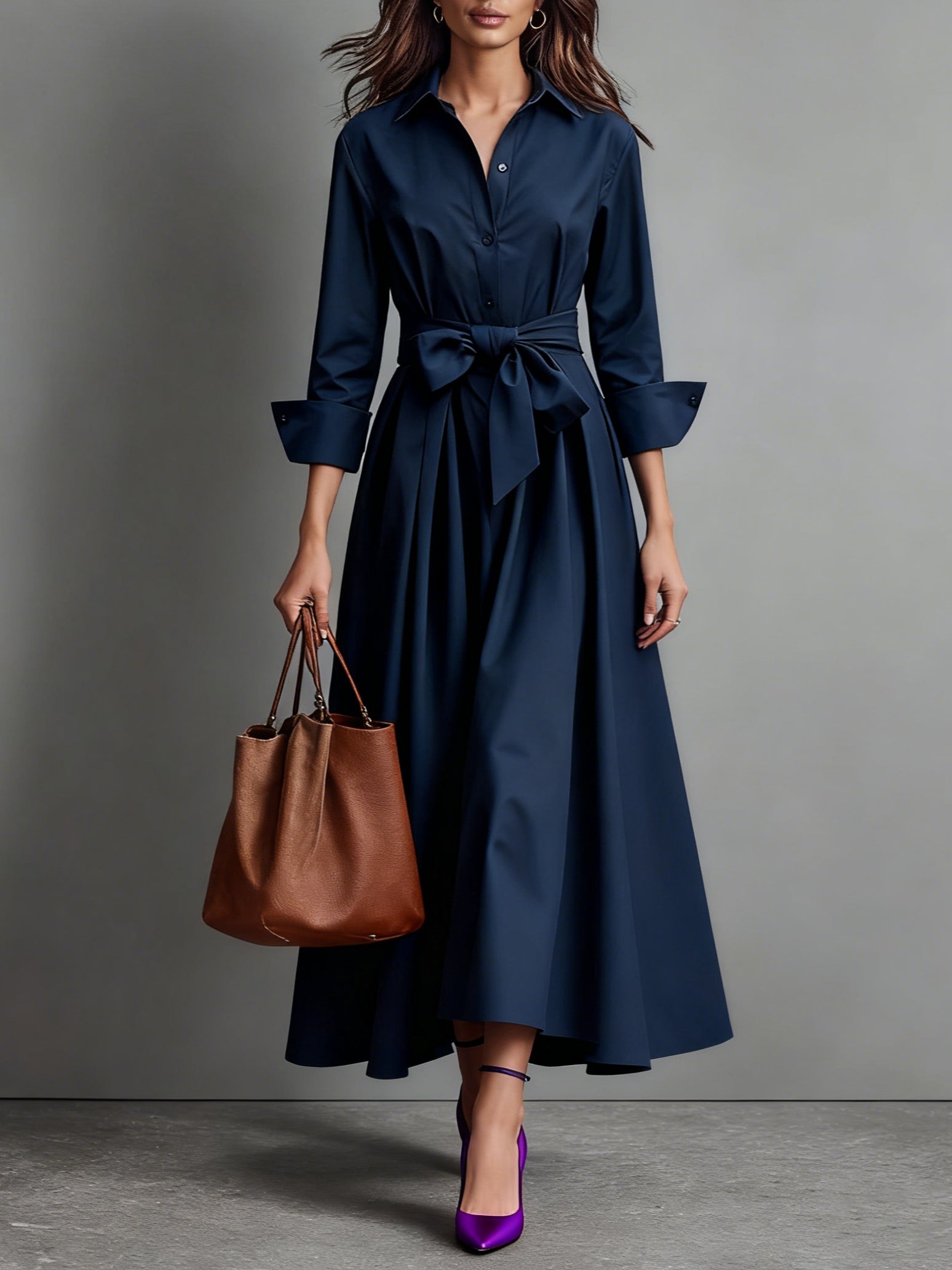 Talitha | Elegant Shirt A-Line Midi Dress