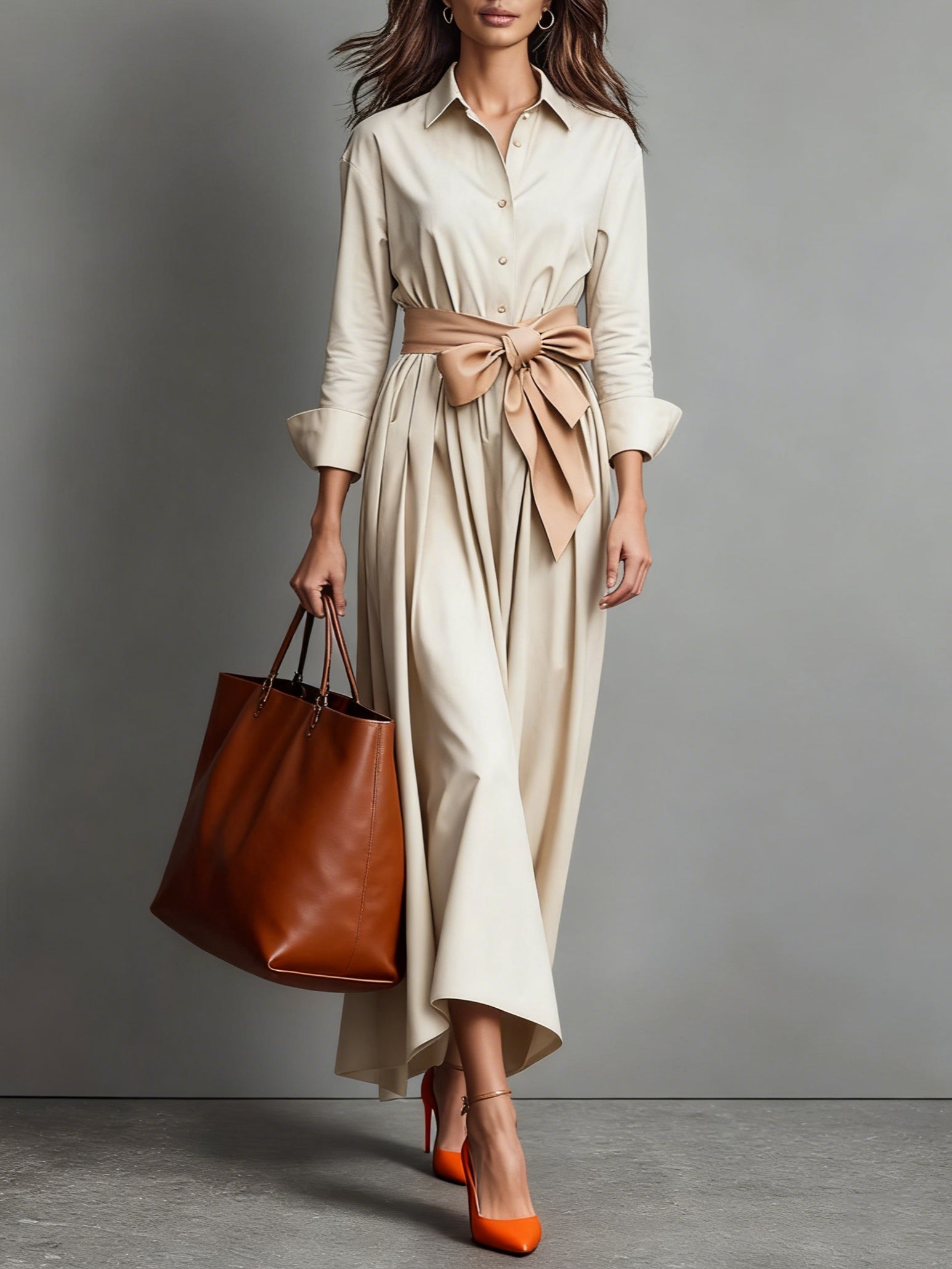 Talitha | Elegant Shirt A-Line Midi Dress