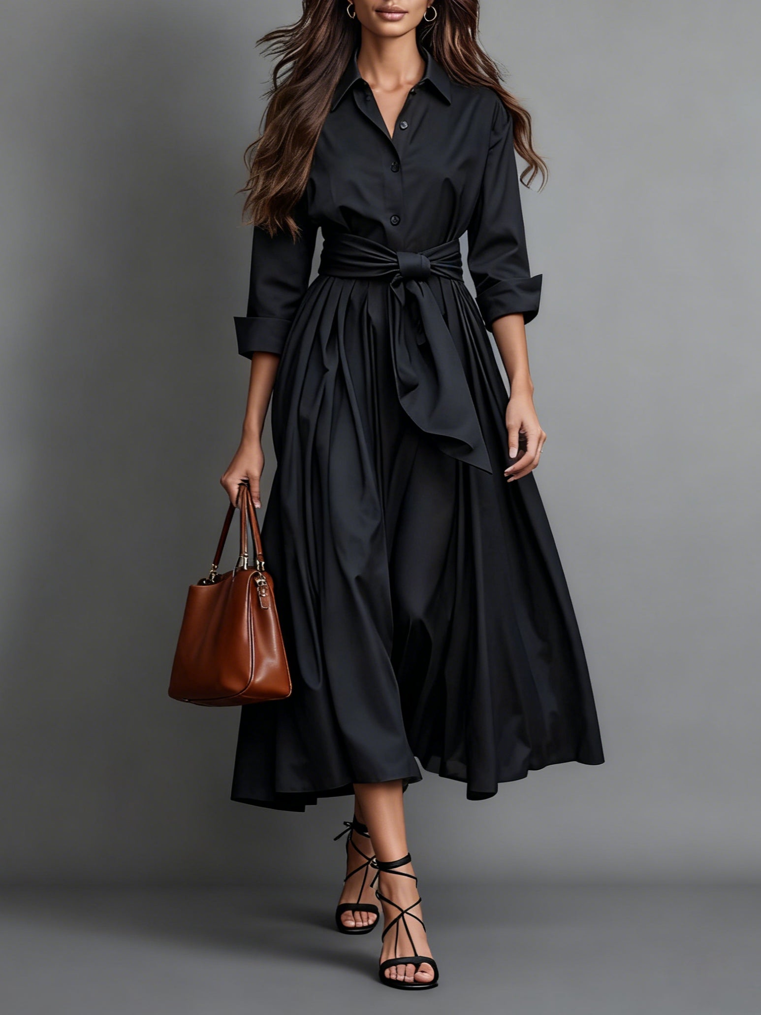 Talitha | Elegant Shirt A-Line Midi Dress