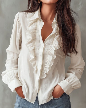 Coralynn | Romantic Ruffle Cotton Blouse