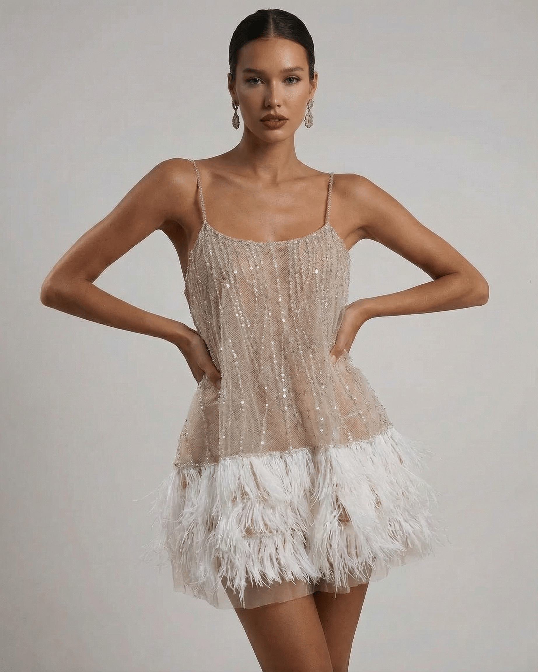 Cordelia | Luxe Sequin Feather Mini Dress