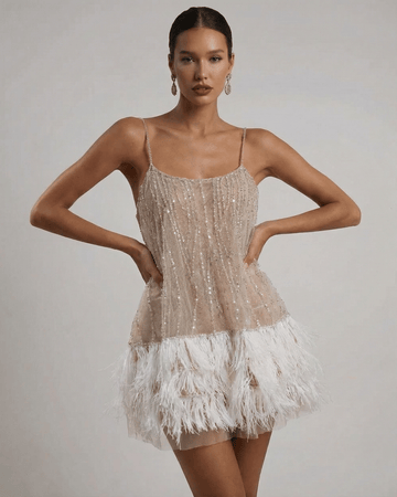 Cordelia | Luxe Sequin Feather Mini Dress