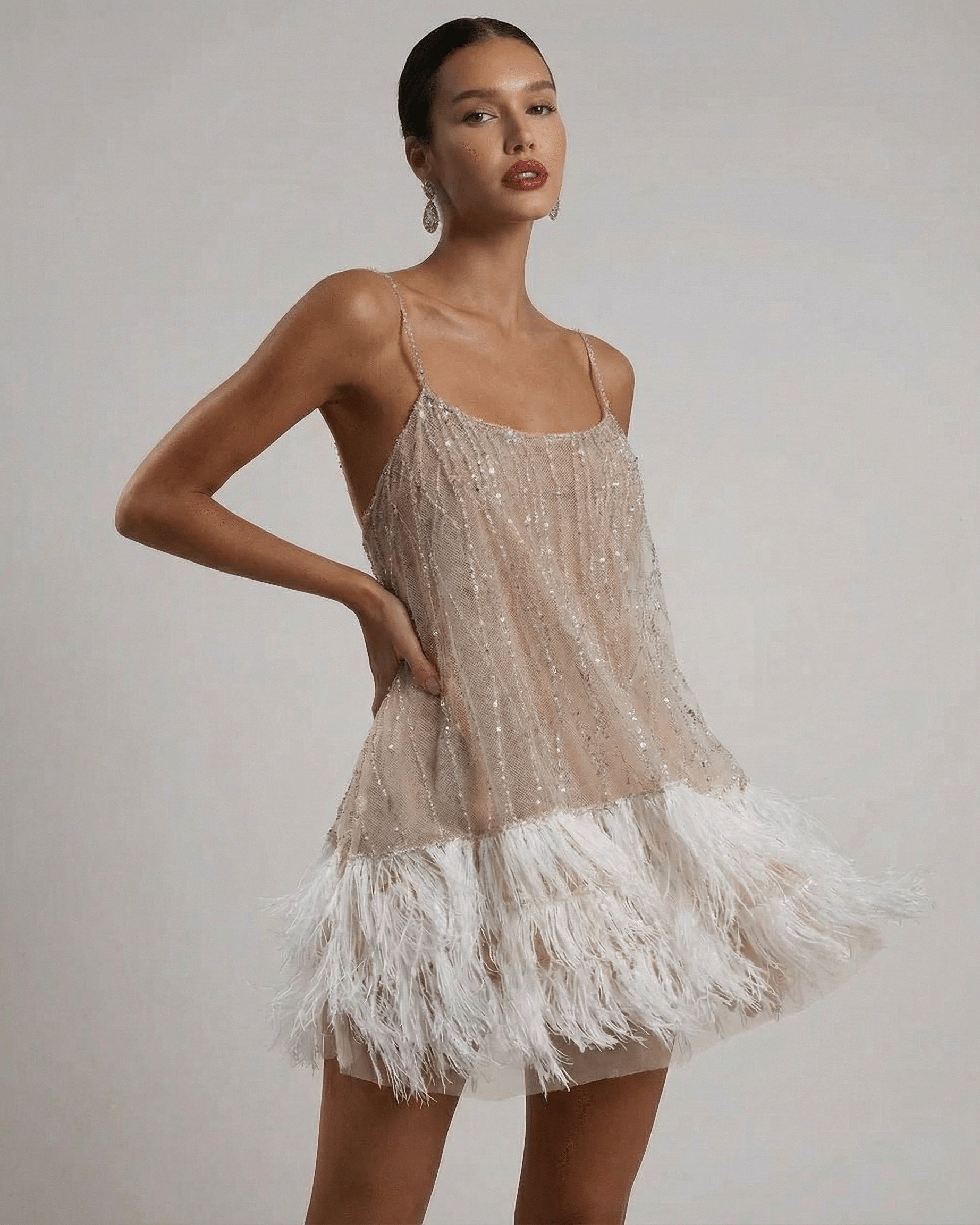 Cordelia | Luxe Sequin Feather Mini Dress