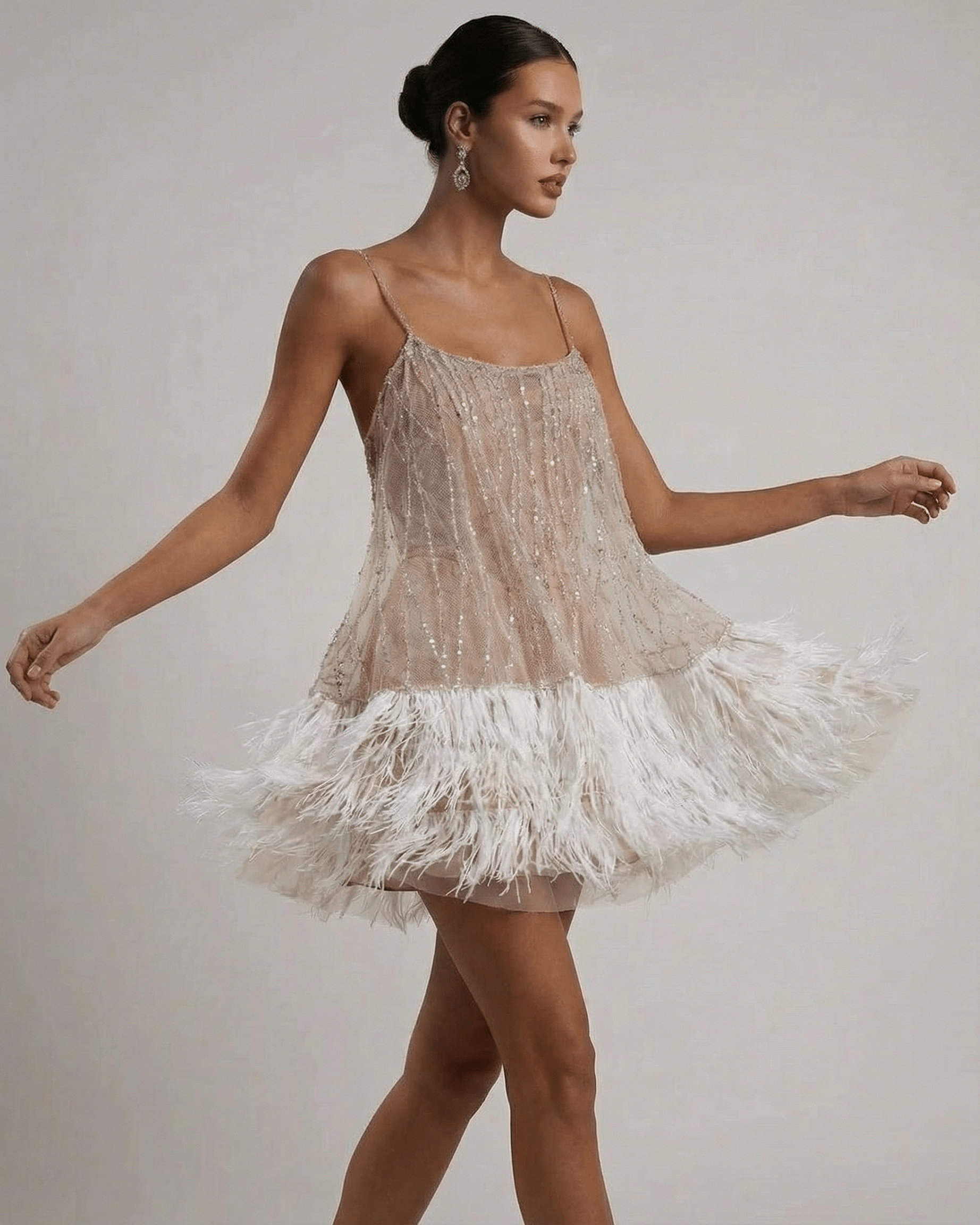 Cordelia | Luxe Sequin Feather Mini Dress