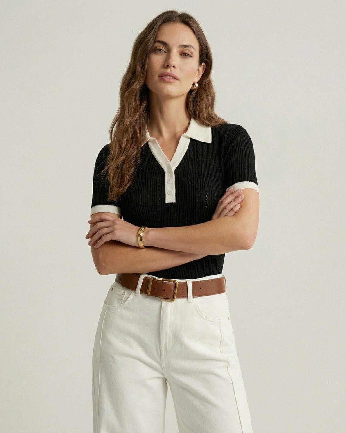 Beatrice | Classic Ribbed Contrast Polo Clothing