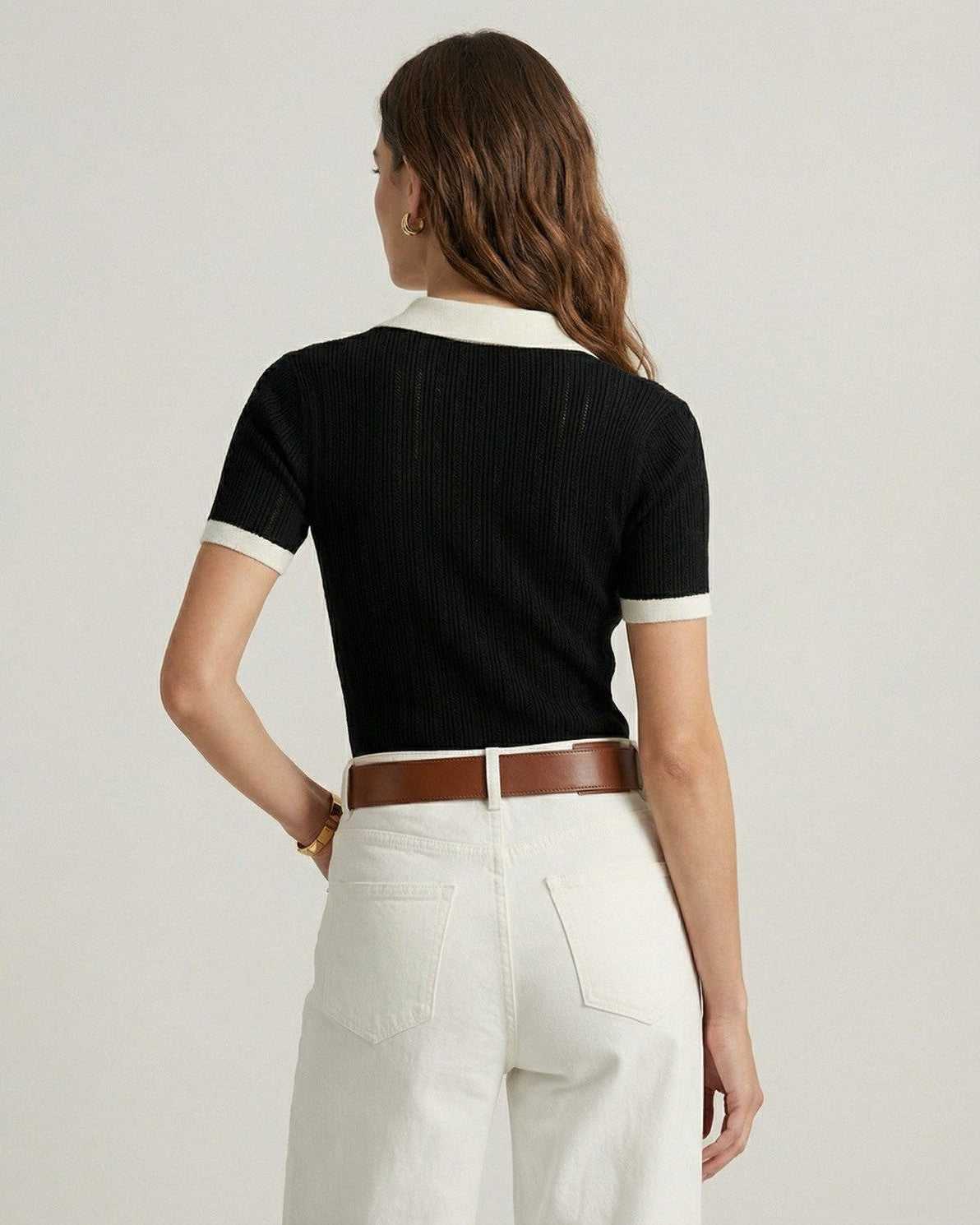 Beatrice | Classic Ribbed Contrast Polo Clothing
